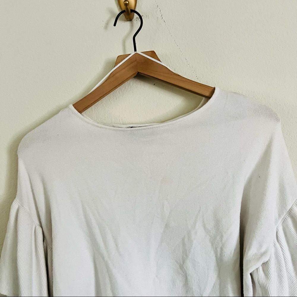 Zara white Ruffled Layered Long Sleeve Top Size Small - Picture 3 of 7